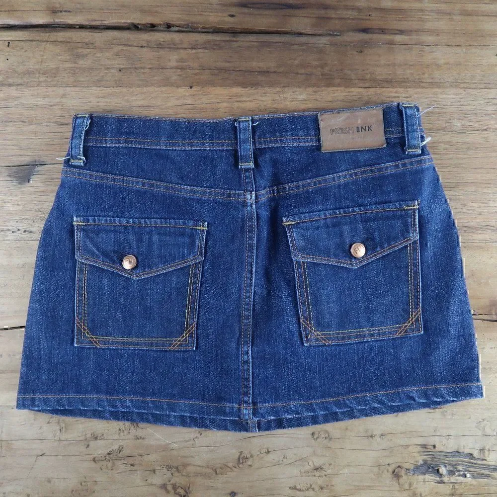FRESH INK DARK WASH BLUE DENIM MINI SKIRT SIZE 28
